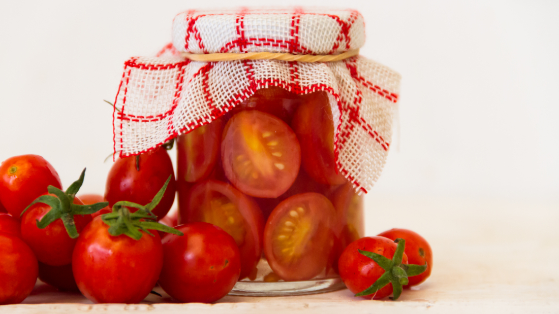 artisanal preparation of pickles of organic cherry tomatoes